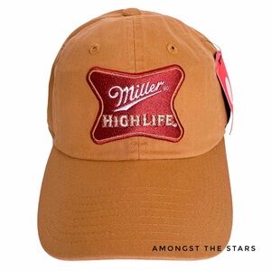 American Needle Miller High Life Tan Brown Dad Strapback Hat Cap